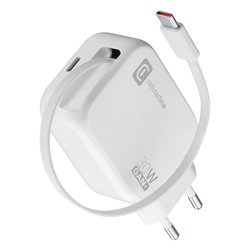 Caricabatterie USB Type-C RETRACTABLE 30W GaN White ACHROLLUSBCGAN30WW