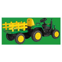 Trattore elettrico con rimorchio Farm Power R/C 12V 3,1Ah Lithium (136x50cm) JOHN DEERE Verde e Giallo IGOR0120