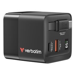 Caricabatterie USB Type-A, USB Type-C 65W Gan Dual Black 32217
