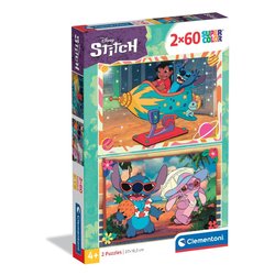 Puzzle 2x60 pz Super Color 4a+ (27x18,5cm) DISNEY STITCH 24822