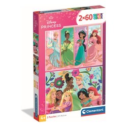 Puzzle 2x60 pz Super Color 4a+ (27x18,5cm) DISNEY PRINCESS 24824
