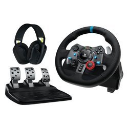 Volante e pedaliera simulatore guida G Series G29 Driving Force + Cuffia G435 Black 991 000539
