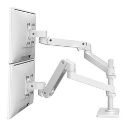 Supporto monitor TV scrivania ( 20 Kg ) VESA 100 x 100 LX PRO SERIES Dual Desk Mount Stacking Arm White 45 690 290