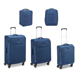 Set trolley morbidi 3 pz tg. S/M/L con 2 zaini cabina FLYOVER Blu 41411023