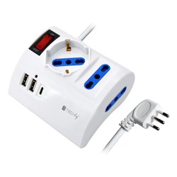 Multipresa tavolo con interruttore 3P (+3 USB) 10/16A Bianco IUPS-PCP-3DESK-USBC