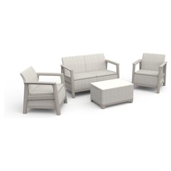Set da esterno polipropilene SCANDI 4 posti Pebble grey e Soft beige 264038