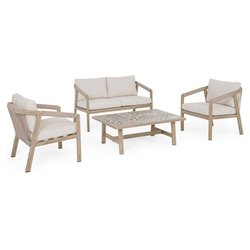 Set da esterno alluminio, poliestere, porcellana KALIMERA 5 posti Timber 0664132