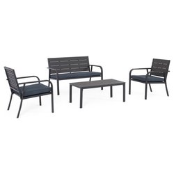 Set da esterno acciaio, polietilene SARITA 4 posti Antracite 0650055