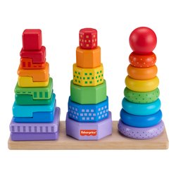 Set gioco 3 piramidi cercaforme impilabili (18-36m) Multicolore HXT76