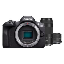 Fotocamera mirrorless 24,1Mpx APS C EOS R100 Kit RF S 18 45mm F4,5 6,3 IS STM + RF 75 300mm F4 5,6 Black 6052C120