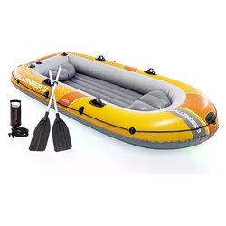 Canotto gonfiabile set con remi e pompa (295x137x43cm) CHALLENGER 2 Giallo e Grigio 66313