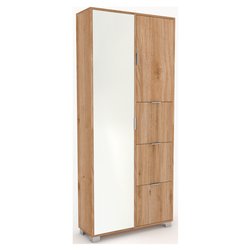 QUADRANTE 7424 Armadio 2 Ante battenti, Scarpiera 3 ante Rovere cadiz e Specchio (85cm)