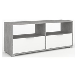 DOUBLE Db801 Base soggiorno Cemento e Bianco neve (139x41x57cm)