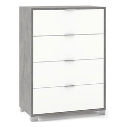 QUADRANTE 784 Cassettiera 4 Cassetti Cemento e Bianco neve (80cm)