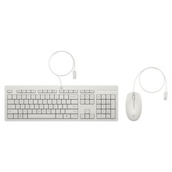 HP AW5S6AA 225 Wired Kit Tastiera Full-size e Mouse Ottico USB 1200 DPI Layout Italiano colore Bianco