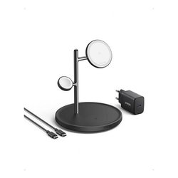 Caricabatterie MAGGO Charging Station 3in1 Black e Silver 15W B25M3312