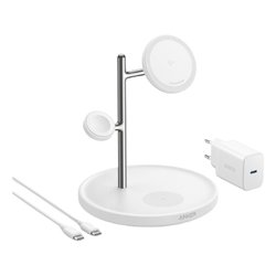Caricabatterie MAGGO Charging Station 3in1 White e Silver 15W B25M3322