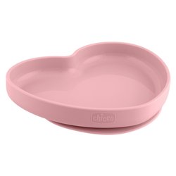 Piatto fondo bimbo silicone (20x19,6x3,6cm) cuore base ventosa Rosa 00010217160000