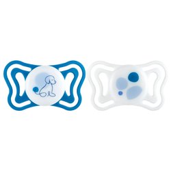 Succhietto bimbo (6-16m) silicone 2 pz PHYSIOFORMA LIGHT Azzurro e Bianco 00071087210000