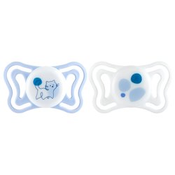 Succhietto bimbo (2-6m) silicone 2 pz PHYSIOFORMA LIGHT Azzurro e Bianco 00071088210000