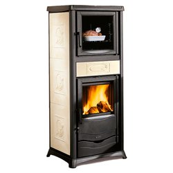 Stufa legna 9,4kW ROSSELLA PLUS FORNO 165 Ceramica Liberty panna 5 stelle 3009902