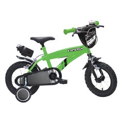 Mountain Bike acciaio ( 1 vel ) 12" con rotelle e accessori BIMBO FLASH Verde 23570E