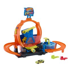 Playset Pista Mega Loop autolavaggio con veicolo cambiacolore HOT WHEELS CITY JHL97