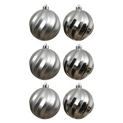 Set palline albero Natale (6pz-8cm) Plastica Silver 026074