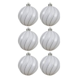 Set palline albero Natale (6pz-8cm) Plastica Winter white 026077