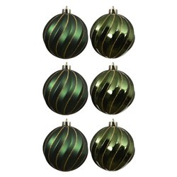 Set palline albero Natale (6pz-8cm) Plastica Pine green 026080
