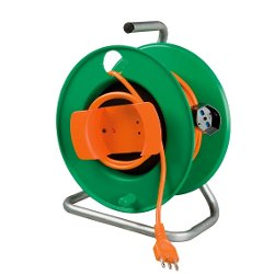 Avvolgicavo elettrico 1P Arancio e Verde H05VV-F 3x1,5 mmq 25m PP0719