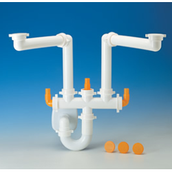 Sifone per lavelli 2 vasche Spazio 2 bianco 1"1/2 F S0285