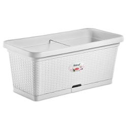 Fioriera cassetta con riserva acqua plastica (80x40x34cm) NATURAL Bianco 75350