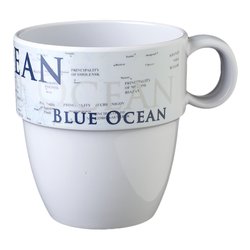 Tazza campeggio impilabile plastica abs (300ml) Bianco e Blu 0830024N C8C