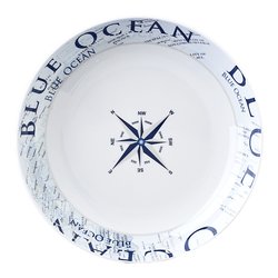 Piatto fondo melamina (21cm) GLAMOUR Bianco e Blu decorato 0830026N C8C