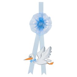 Image of Fiocco nascita Cicogna piccola (20x40cm) Azzurro Fc ci p cod094