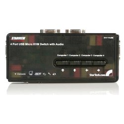 Kvm switch Kit Usb con Audio e Cavi 4 Porte Black SV411KUSB