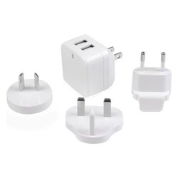 Adattatore da viaggio Doppia Porta Usb USA, Regno Unito, Europa, Asia White 110-240V USB2PACWH