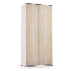 SLIDE Armadio 2 Ante scorrevoli Bianco e Rovere (90cm) Mobile KIT