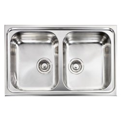 Lavello 2 vasche (79x50cm) CRISTAL Inox Satinato 010012XCSSP