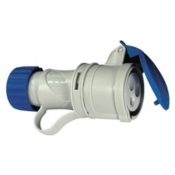 Presa elettrica 2P+T 16A CEE IP44 cavo assiale ARGO blu e bianco 71100