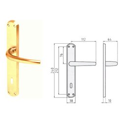Maniglie porta coppia su placca p90 MILENA Ottone satinato 55744089008