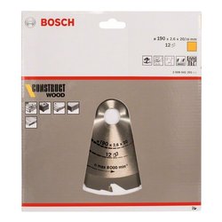 Lama a disco sega circolare, troncatrice (190mm) 12 denti CONSTRUCT WOOD 2608641201