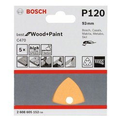 Set fogli abrasivi per multifunzione L. 92 mm 120 G 2608900827