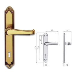 Maniglie porta coppia su placca p90 LADY Ottone fumè 44394089006