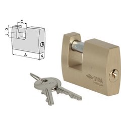 Lucchetto chiave monoblocco LOCKING LINE Ottone spazzolato 15x7,9x13,5h mm 121610500