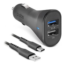 Caricabatterie accendisigari USB Type-A CAR CHARGER KIT 12W Black TEKITCRC2U21AUL