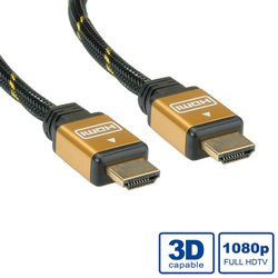 Cavo HDMI TOP High Speed con Ethernet Black e Gold 7,5m RO11 04 5504