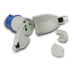 Adattatore spina Cee 220V 16A Convertspina 1 presa 2P+T 16A pluri std italiano e tedesco Grigio e Blu 73020