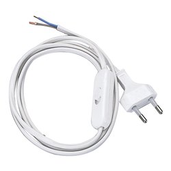 Cavo elettrico Per abat jour con interruttore Bianco H03VVH2-F 2x0,75 mmq (150 cm) PP0372